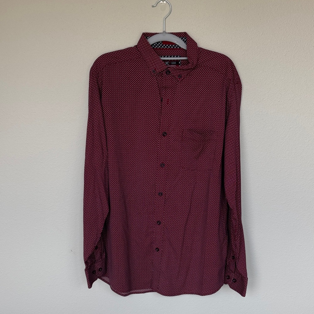 Johnston & Murphy Dark Red Casual Button-Down Shirt